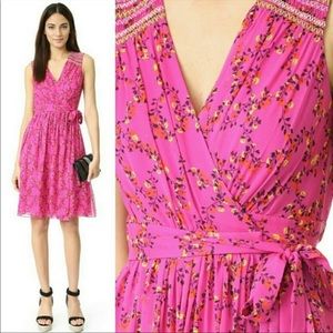Dvf- Sleeveless Floral pink wrap silk dress